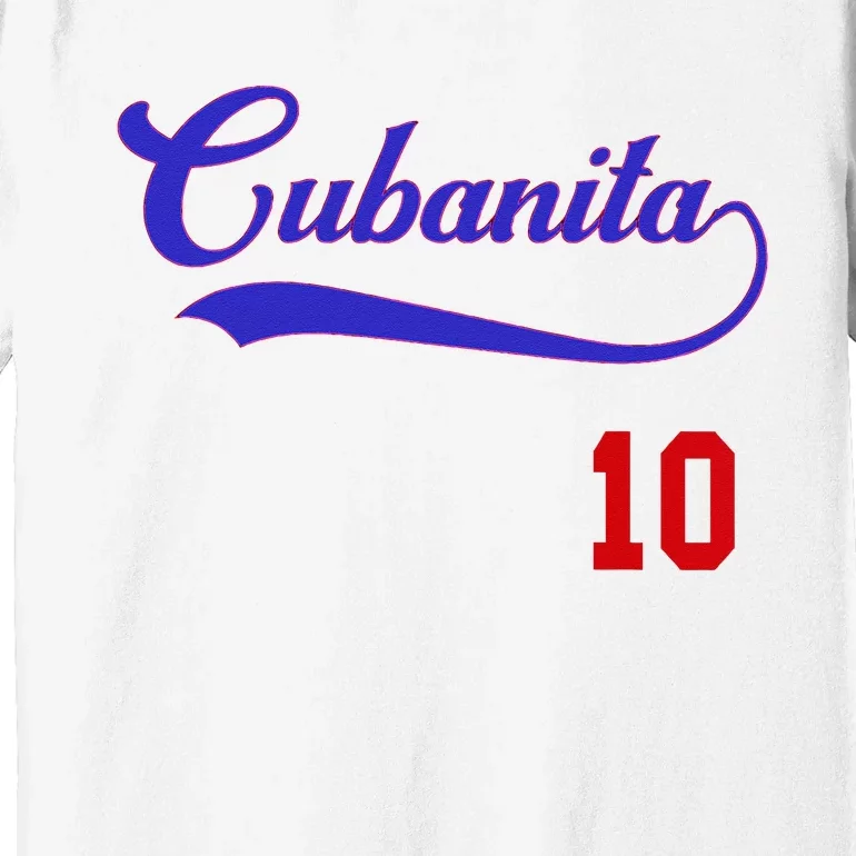 Cubanita Baseball Flag Souvenir Cubana Cuba Women Girl Premium T-Shirt