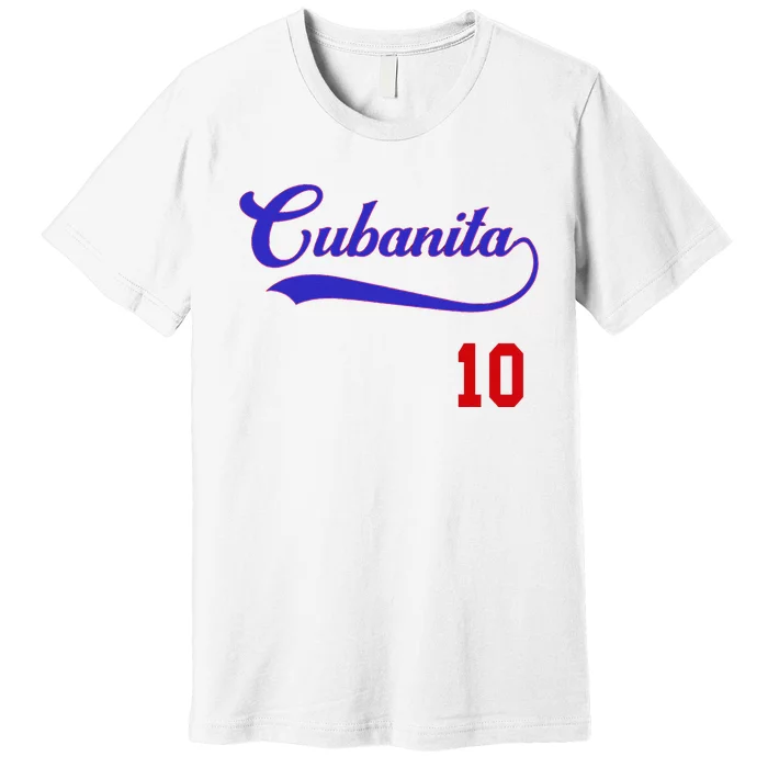 Cubanita Baseball Flag Souvenir Cubana Cuba Women Girl Premium T-Shirt