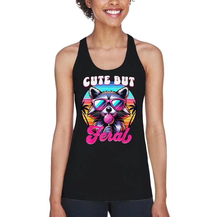 Cute But Feral Funny Trash Panda Gift Women's Racerback Tank