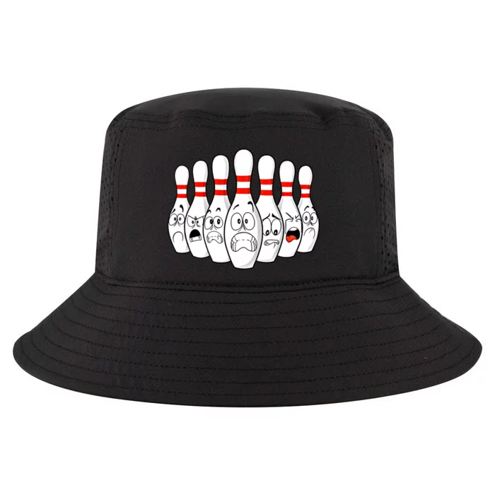 Cartoon Bowling Funny Scared Bowling Pins Funny Gift Cool Comfort Performance Bucket Hat