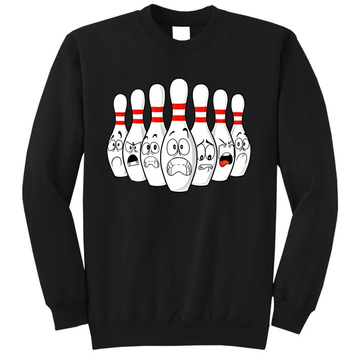 Cartoon Bowling Funny Scared Bowling Pins Funny Gift Sweatshirt