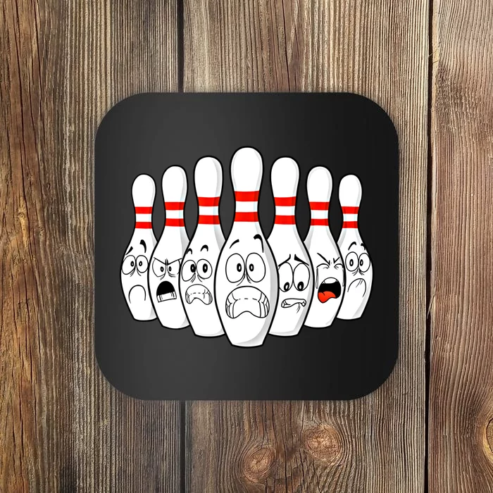 Cartoon Bowling Funny Scared Bowling Pins Funny Gift Coaster