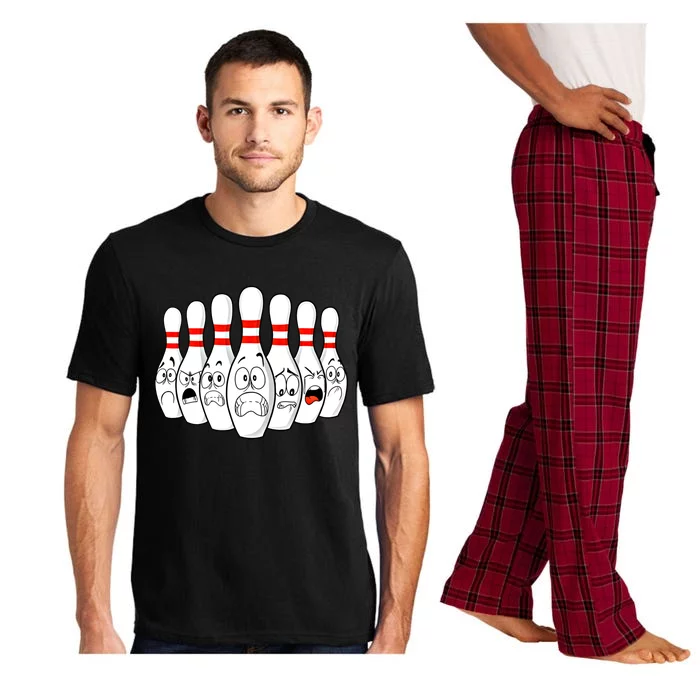 Cartoon Bowling Funny Scared Bowling Pins Funny Gift Pajama Set