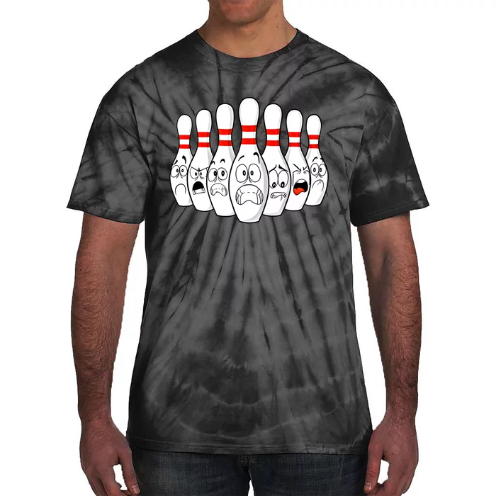 Cartoon Bowling Funny Scared Bowling Pins Funny Gift Tie-Dye T-Shirt