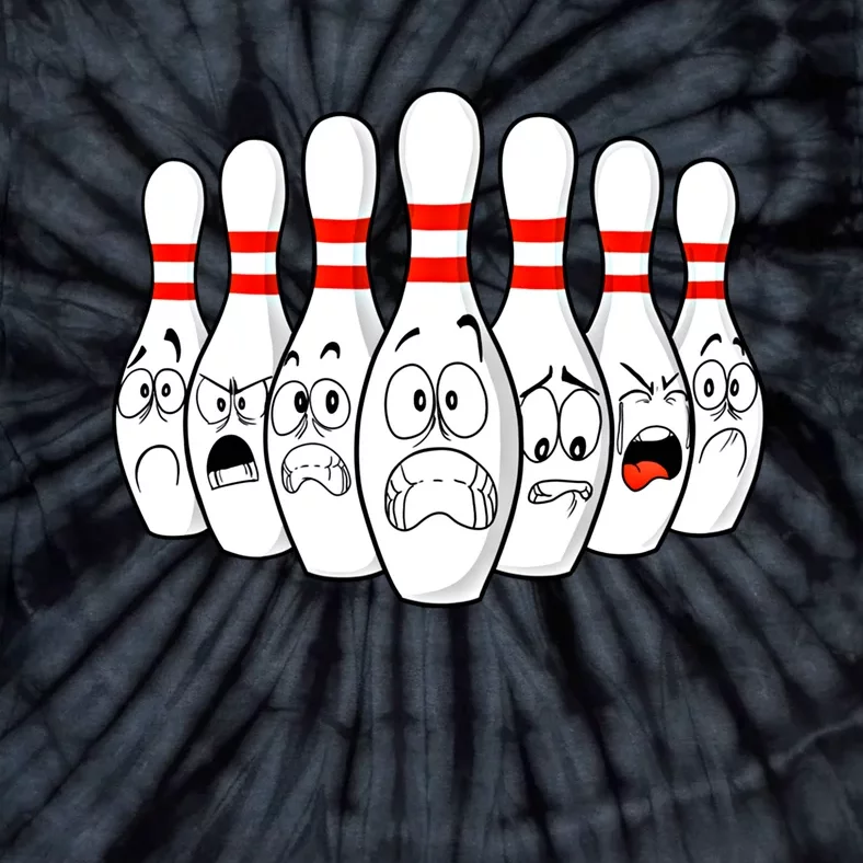 Cartoon Bowling Funny Scared Bowling Pins Funny Gift Tie-Dye T-Shirt