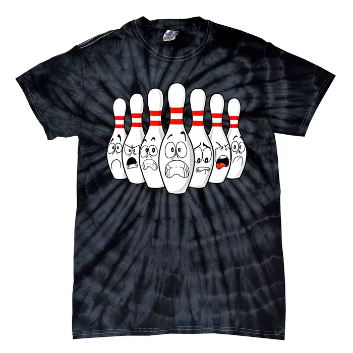 Cartoon Bowling Funny Scared Bowling Pins Funny Gift Tie-Dye T-Shirt