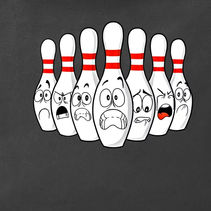 Cartoon Bowling Funny Scared Bowling Pins Funny Gift Zip Tote Bag