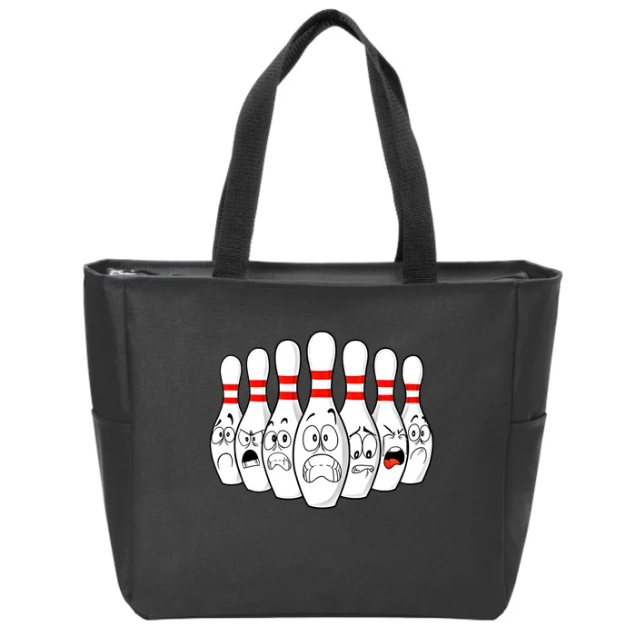 Cartoon Bowling Funny Scared Bowling Pins Funny Gift Zip Tote Bag