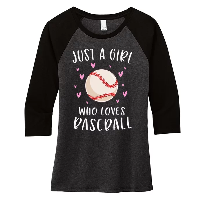 Cute Baseball For Just A Girl Who Loves Baseball Women's Tri-Blend 3/4-Sleeve Raglan Shirt