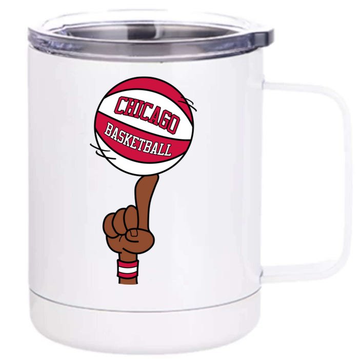 Chicago Basketball Finger Spin Front & Back 12oz Stainless Steel Tumbler Cup