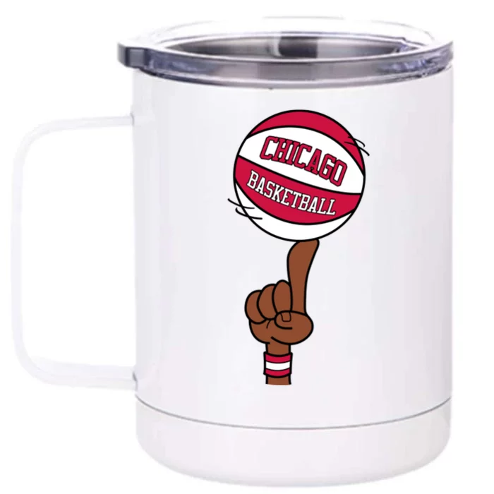 Chicago Basketball Finger Spin Front & Back 12oz Stainless Steel Tumbler Cup