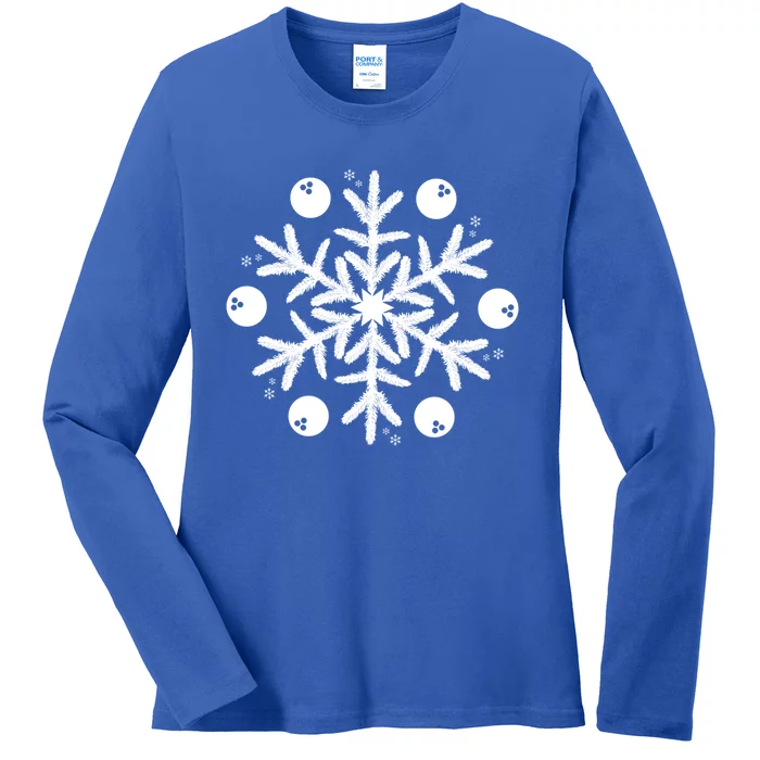 Christmas Bowling Funny Gift Winter Snowflake Meaningful Gift Ladies Long Sleeve Shirt