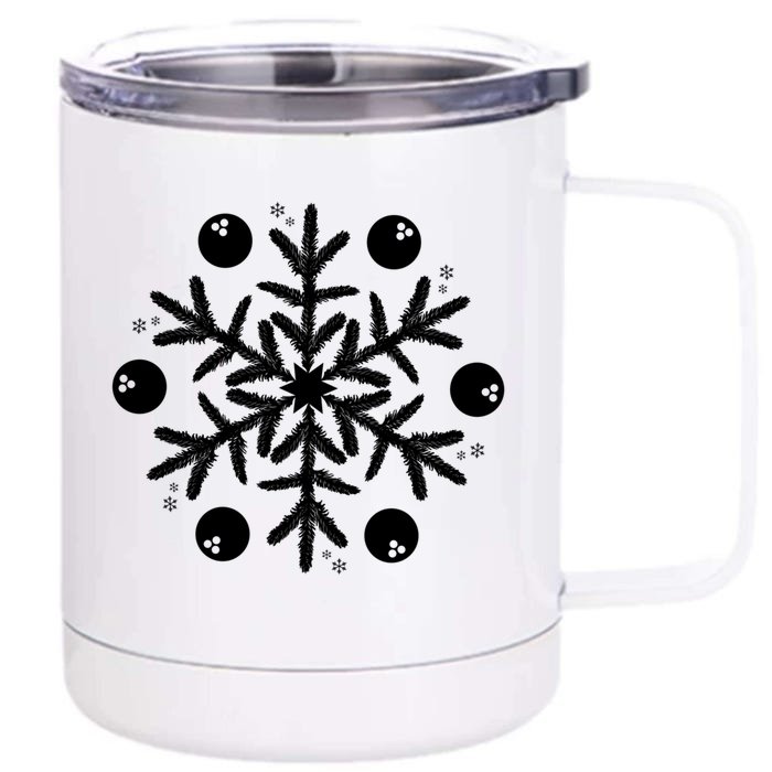 Christmas Bowling Funny Gift Winter Snowflake Meaningful Gift Front & Back 12oz Stainless Steel Tumbler Cup