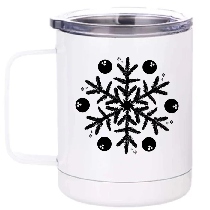 Christmas Bowling Funny Gift Winter Snowflake Meaningful Gift Front & Back 12oz Stainless Steel Tumbler Cup