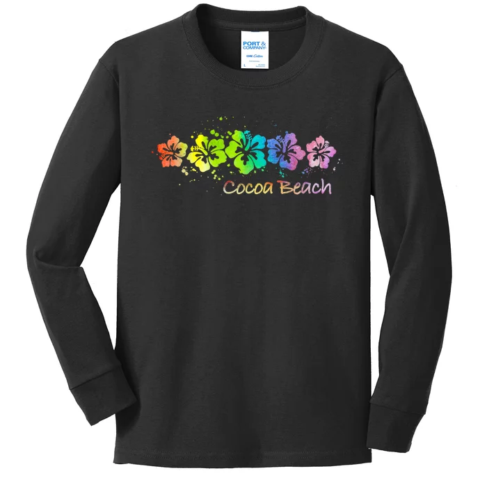 Cocoa Beach, Florida Watercolor Beach & Surf Kids Long Sleeve Shirt