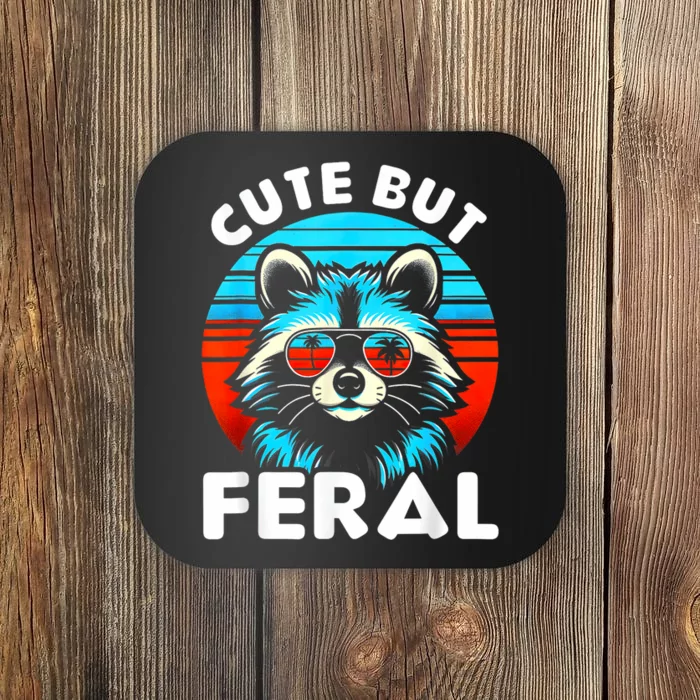 Cute But Feral Racoon With Sunglasses Coaster