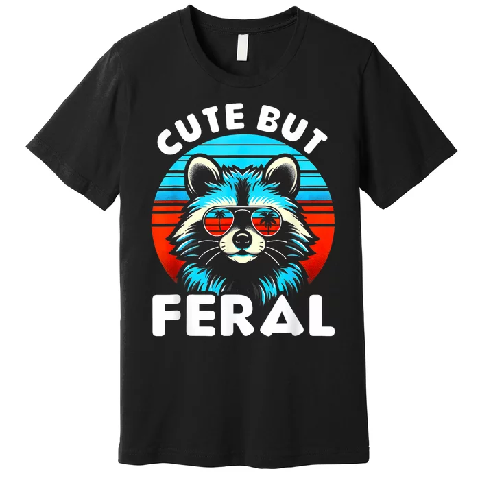 Cute But Feral Racoon With Sunglasses Premium T-Shirt