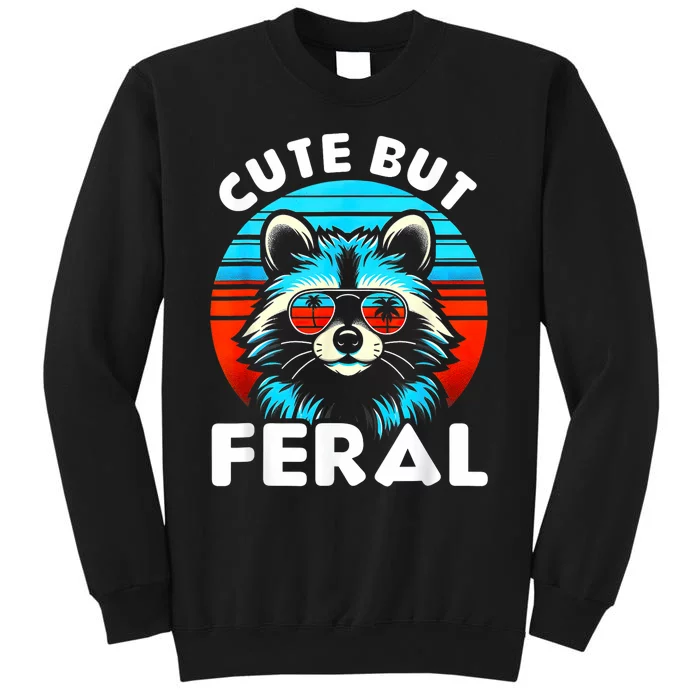 Cute But Feral Racoon With Sunglasses Tall Sweatshirt