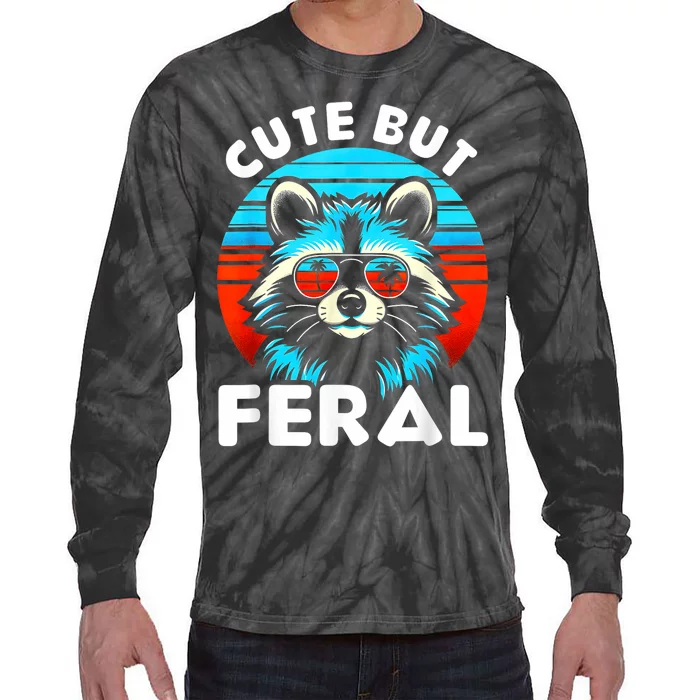 Cute But Feral Racoon With Sunglasses Tie-Dye Long Sleeve Shirt