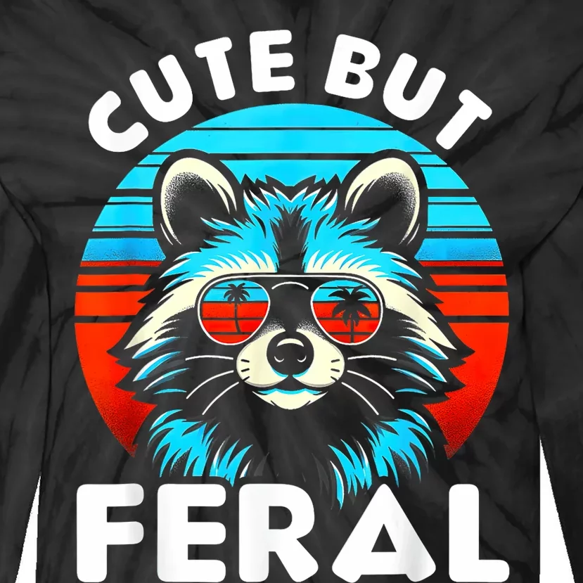 Cute But Feral Racoon With Sunglasses Tie-Dye Long Sleeve Shirt