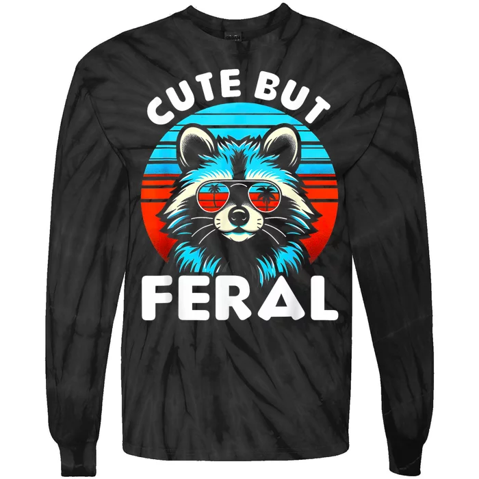 Cute But Feral Racoon With Sunglasses Tie-Dye Long Sleeve Shirt