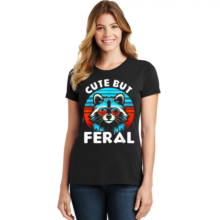 Cute But Feral Racoon With Sunglasses Women's T-Shirt