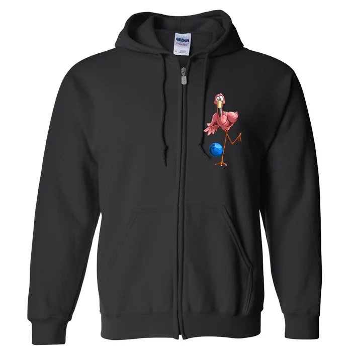 Cool Bowling Flamingo Full Zip Hoodie