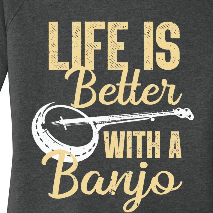 Cute Banjo For Bluegrass Country Music Blues Jazz Women's Perfect Tri Tunic Long Sleeve Shirt