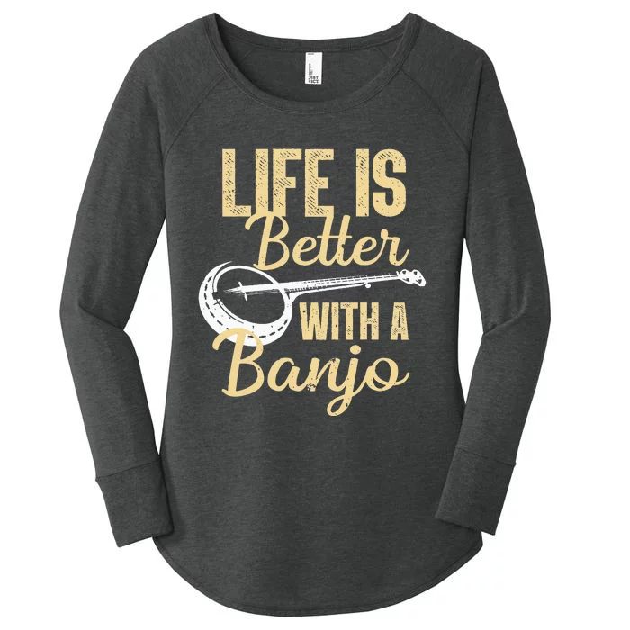 Cute Banjo For Bluegrass Country Music Blues Jazz Women's Perfect Tri Tunic Long Sleeve Shirt