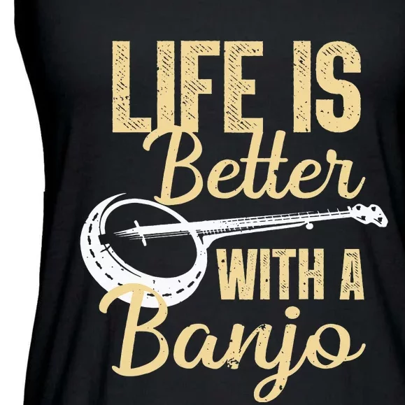 Cute Banjo For Bluegrass Country Music Blues Jazz Ladies Essential Flowy Tank