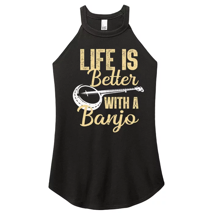 Cute Banjo For Bluegrass Country Music Blues Jazz Women’s Perfect Tri Rocker Tank