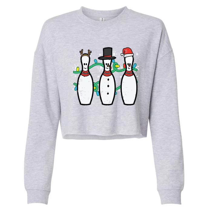 Christmas Bowling Funny Xmas Sports Bowler Cropped Pullover Crew