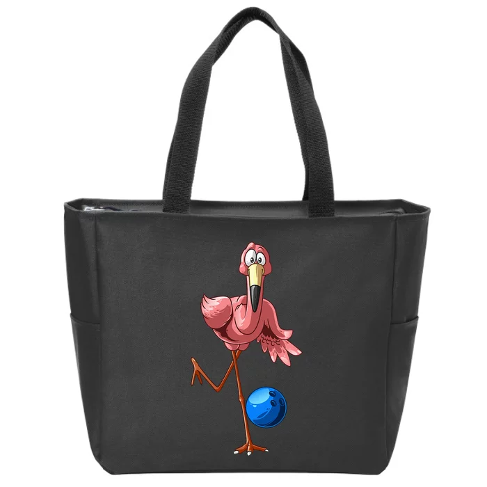 Cool Bowling Flamingo  Funny Shorebirds Lover Player Gift Zip Tote Bag