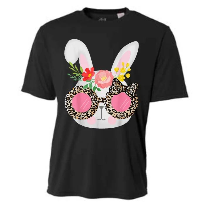 Cute Bunny Face Leopard Glasses Easter Cooling Performance Crew T-Shirt