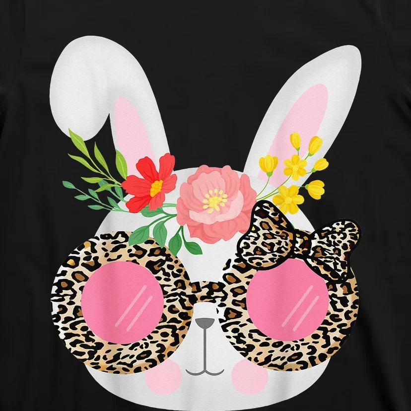 Cute Bunny Face Leopard Glasses Easter T-Shirt