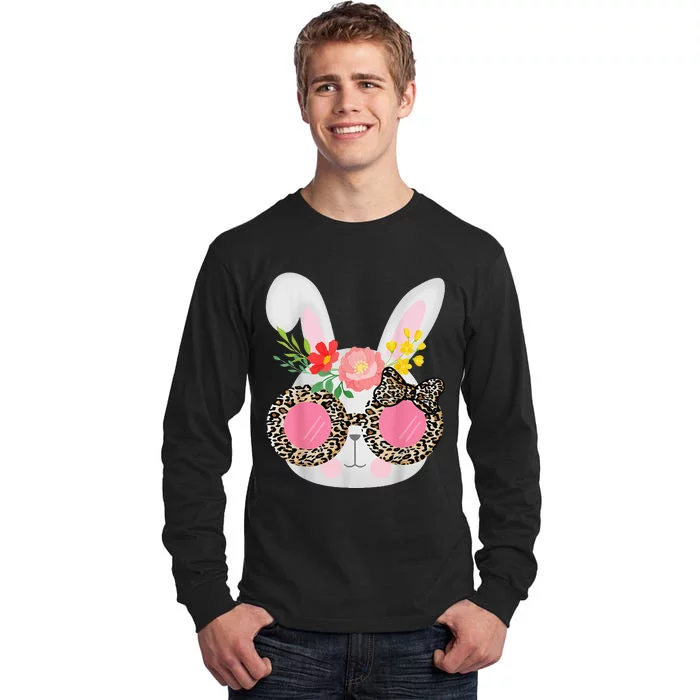 Cute Bunny Face Leopard Glasses Easter Tall Long Sleeve T-Shirt