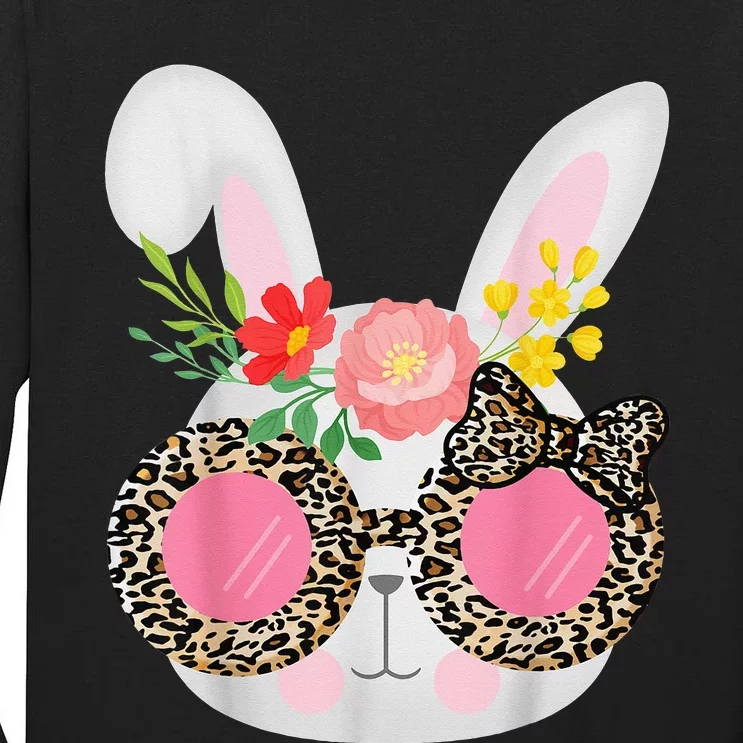 Cute Bunny Face Leopard Glasses Easter Tall Long Sleeve T-Shirt