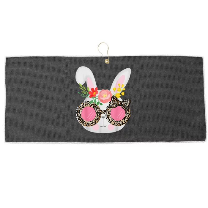 Cute Bunny Face Leopard Glasses Easter Large Microfiber Waffle Golf Towel