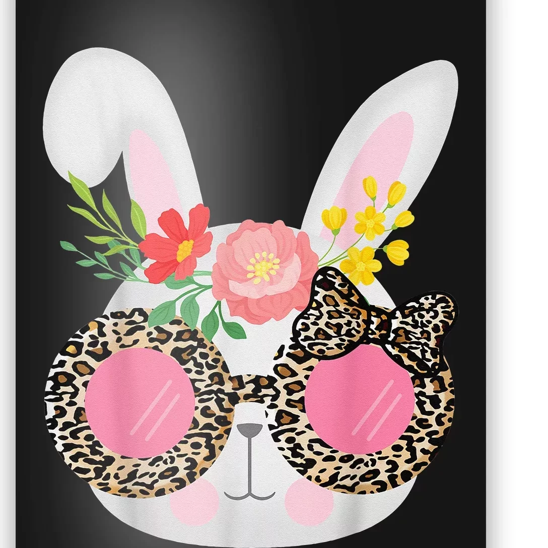 Cute Bunny Face Leopard Glasses Easter Poster