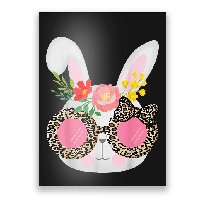 Cute Bunny Face Leopard Glasses Easter Poster