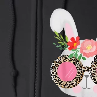 Cute Bunny Face Leopard Glasses Easter Full Zip Hoodie