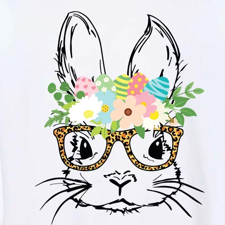 Cute Bunny Face With Leopard Glasses Women Easter Garment-Dyed Sweatshirt