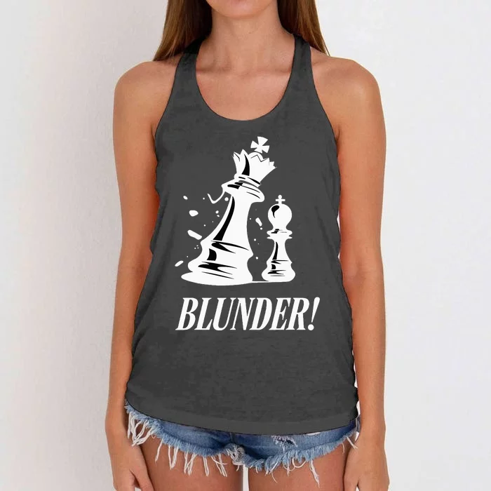 Chess Blunder Funny Player Joke Club Team Game Humor Women's Knotted Racerback Tank