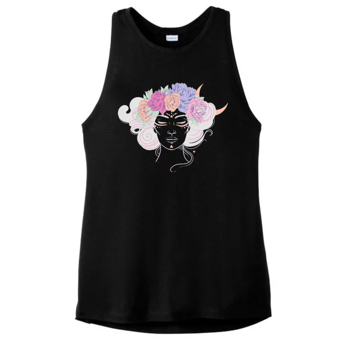 Cute Boho Flower Crown Woman Ladies Tri-Blend Wicking Tank