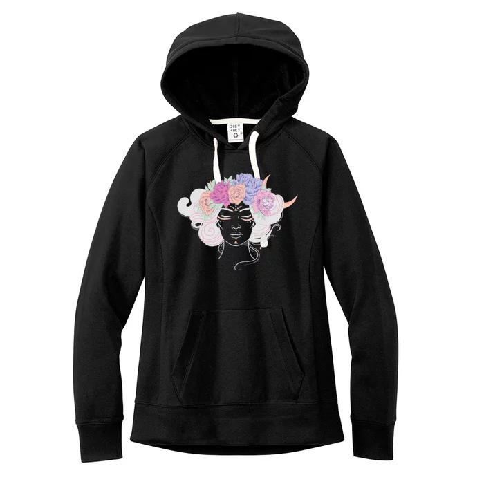 Cute Boho Flower Crown Woman Women's Fleece Hoodie