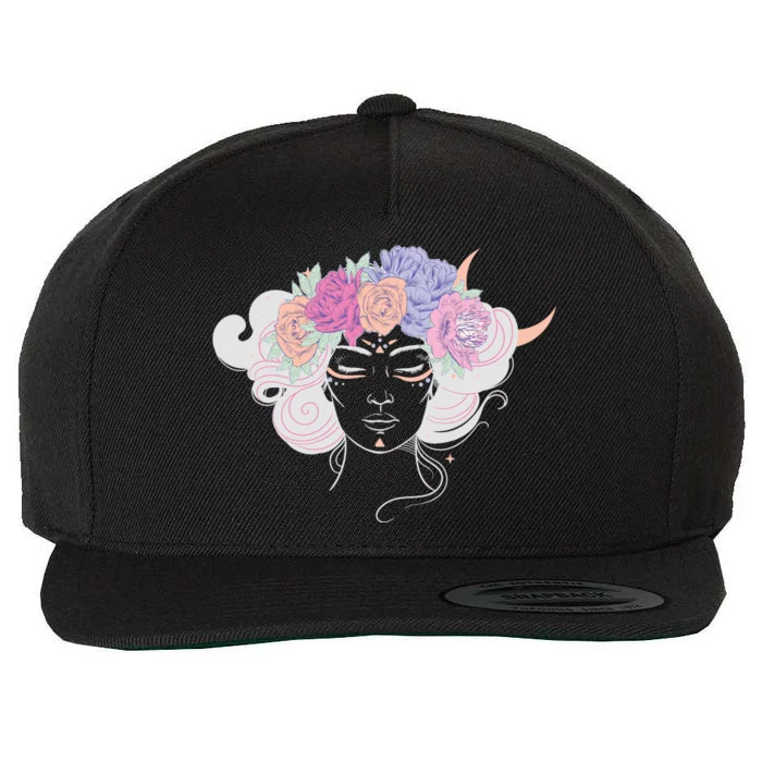 Cute Boho Flower Crown Woman Wool Snapback Cap