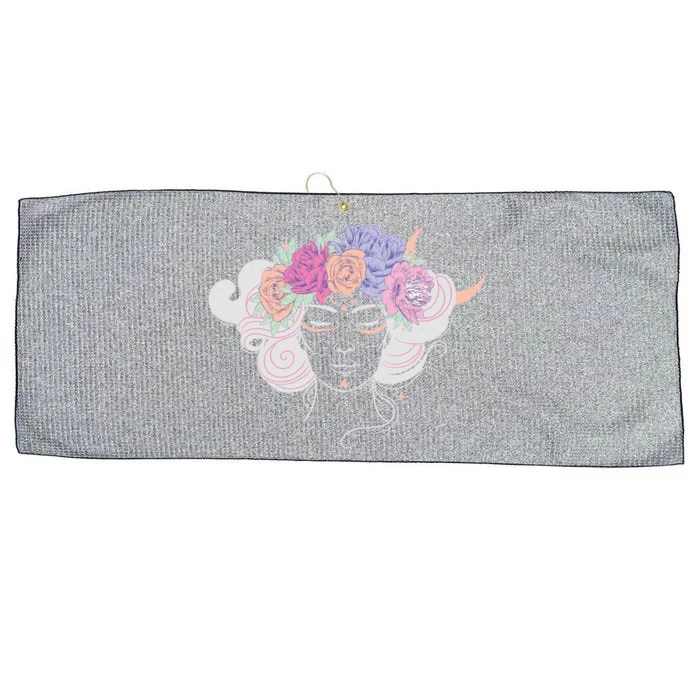 Cute Boho Flower Crown Woman Large Microfiber Waffle Golf Towel