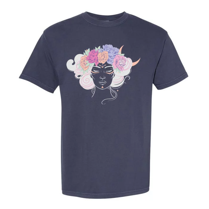 Cute Boho Flower Crown Woman Garment-Dyed Heavyweight T-Shirt