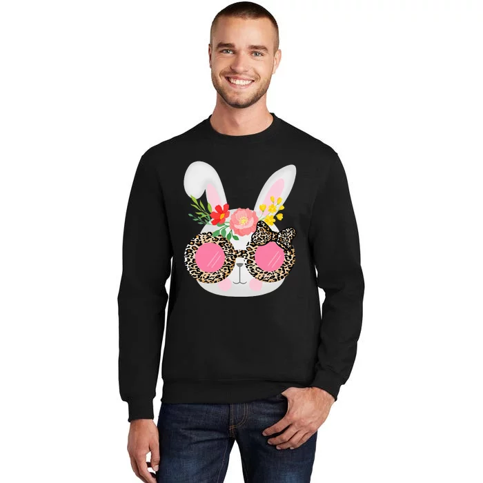 Cute Bunny Face Leopard Glasses Easter Sweatshirt