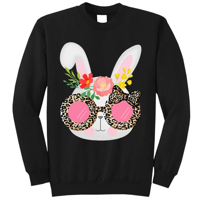 Cute Bunny Face Leopard Glasses Easter Sweatshirt